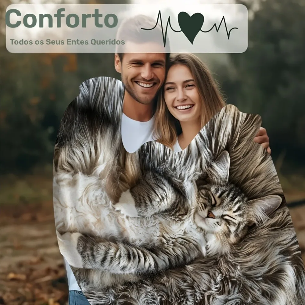 Realistic Sleeping Maine Coon Cat Flannel Blanket Ultra Soft Cozy Animal Throw Blanket for Bed Sofa Couch All Season Use