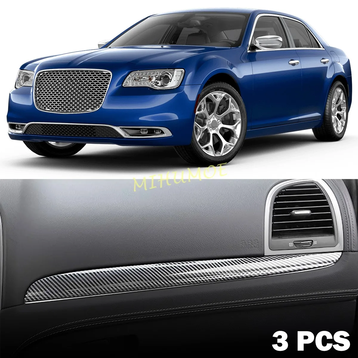 

For 2011-2023 Chrysler 300 Carbon Fiber Center Console Dashboard Panel Strip Trims LHD Car Interior Accessories Cover Sticker