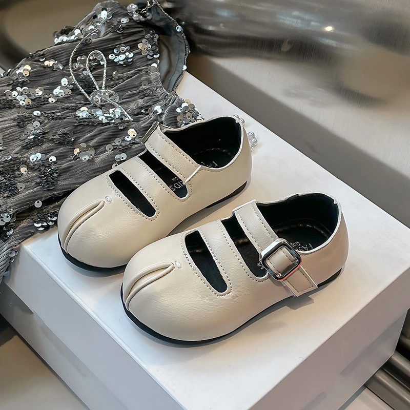 Kids Leather Mary Jane Shoes for Girls 2025 Autumn Non-slip Soft Sole Toddler Ballet Flats Elegant Retro Girls School Dress Up