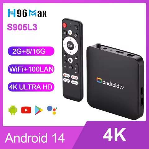 H96Max S905L3 TV Box 4K Android 14 Quad Core 2.4/5G H96 Max Smart TV USB2.0 Smart Home 4K HDR Voice Control Android 4K
