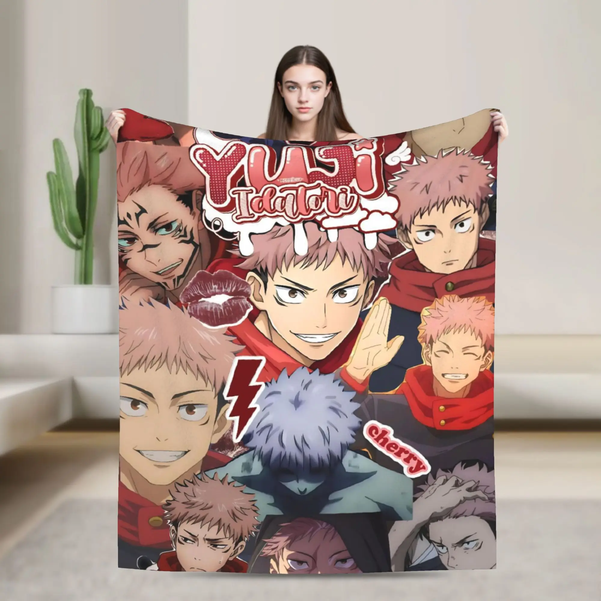Super Soft Itadori Yuji Throw Blanket Premium Flannel Fleece Lightweight  JJK Anime  Bed Blanket Cozy Fluffy Blankets All Season