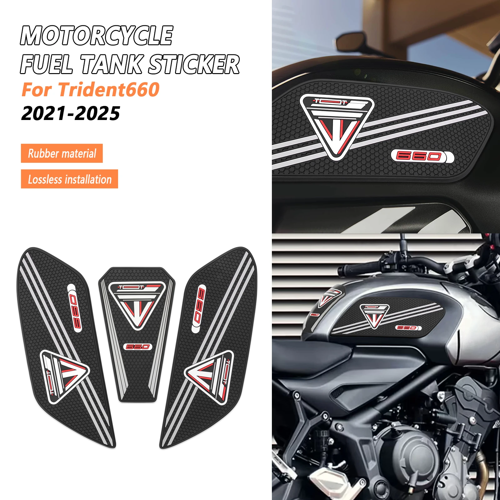 

NEW Motorcycle fuel tank pad fuel tank traction pad For Trident 660 2021-2023 anti-slip side fuel tank sticker 2024 2025