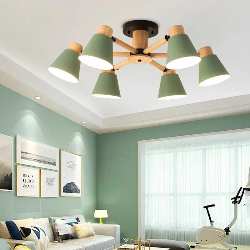 

Nordic Ceiling Lamp Wood Chandelier Living Room/Bedroom/Restaurant Hotel Home Decoration Ceiling Light Modern Lustre E27Lighting