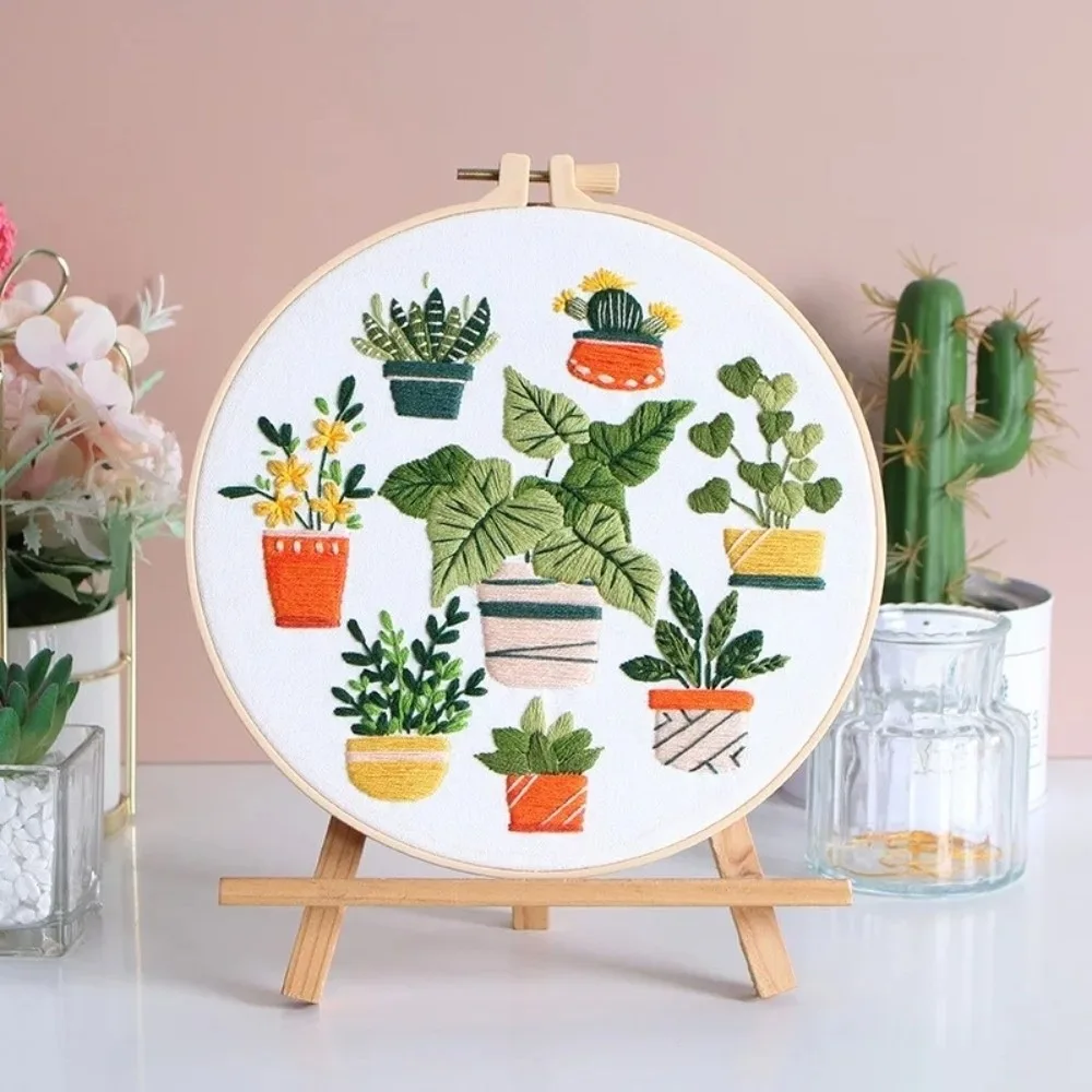 Embroidery Hoop Embroidery Stitch Practice Kit Needle Thread Needle Punch Flower Embroidery Handmade Ornament DIY Crafts