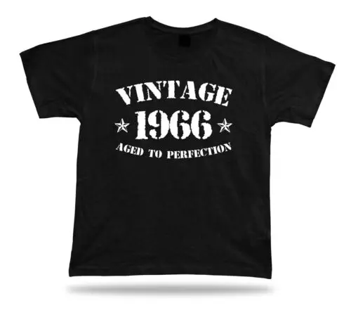 

Printed T shirt tee Vintage 1966 aged to perfection happy birthday present gift