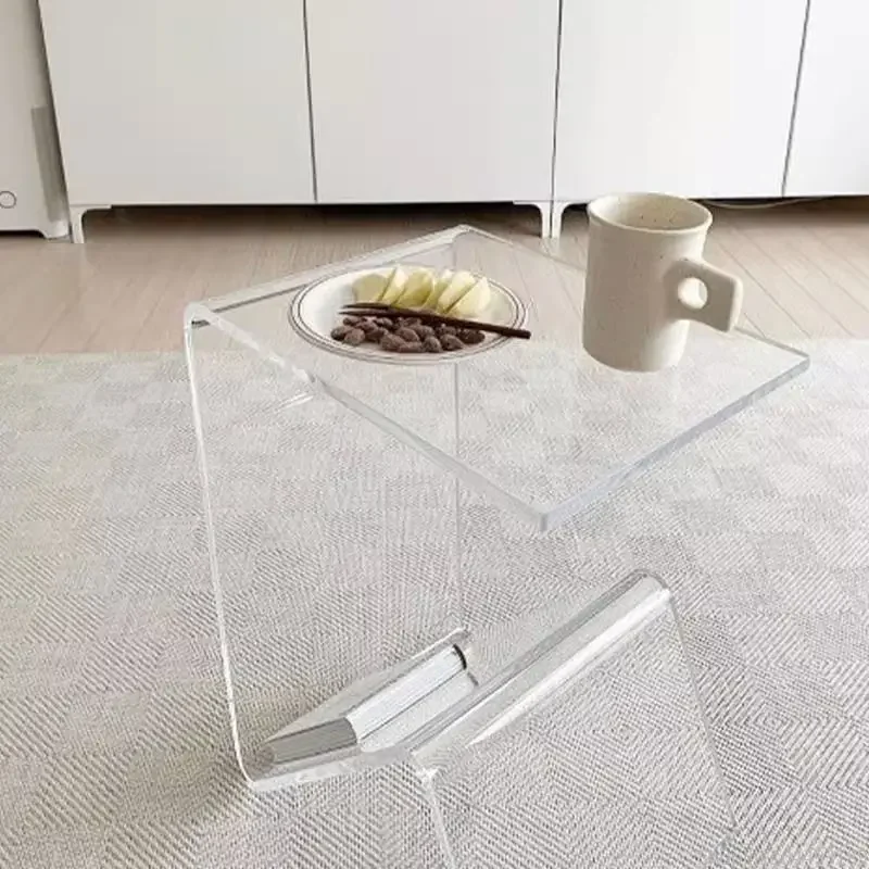 

m Modern Acrylic Side Table - Transparent End Table for Small Spaces, Minimalist Bedroom Nightstand m
