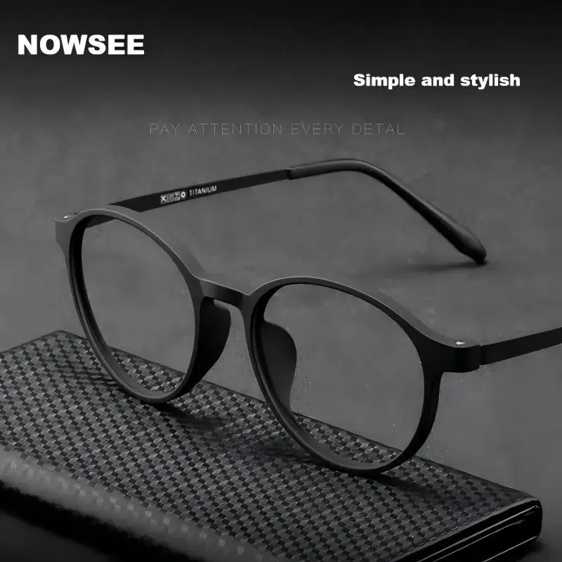 

NOWSEE New Trend Retro Round TR Ultra Light Men's Anti Blue Light Classic Titanium Leg Myopia and Hyperopia Prescription