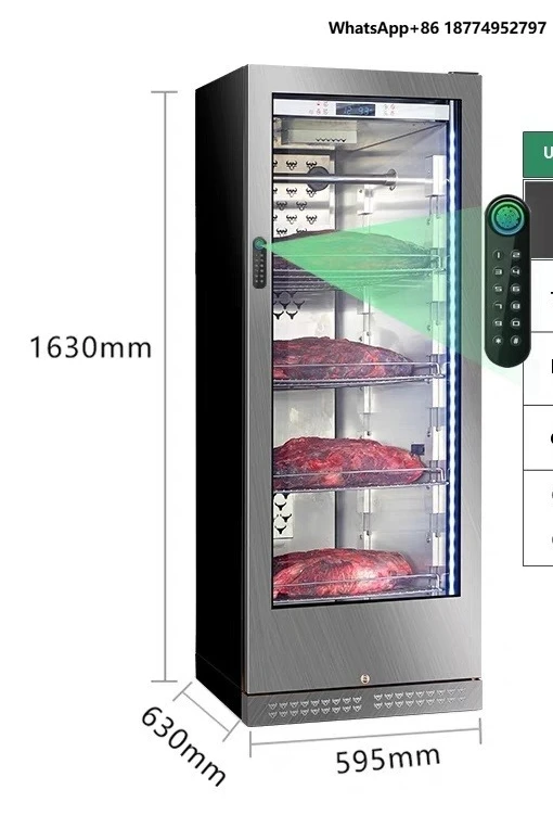 Beef Dry Aging Cabinet with 304 Stainless Steel Digital Temperature Control  LED Display for Meat Drying and Steak Display