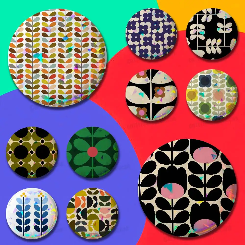 For Multi Stem Orla Kiely Folio Badge Cover Custom Pin Insignia Emblem Round 32mm Button Hats Laser Film