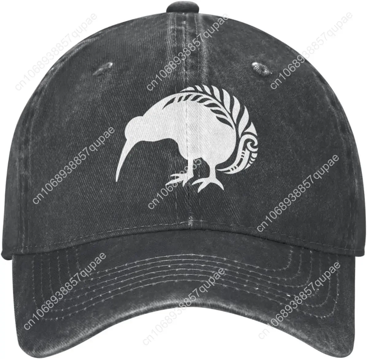 Berretto da baseball per cappello da camionista in denim Fern della Nuova Zelanda per uomo o donna Cowboy Dad Nero