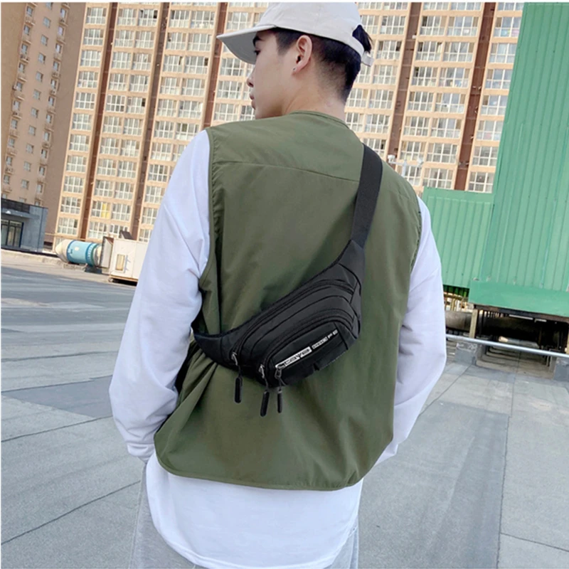 Waist Bag Outdoor Waterproof Waist Bum Bag Running Jogging Hip Belt Pouch Zip Chest Bag Mobile Phone Bag Oxford Cloth Fanny Pack