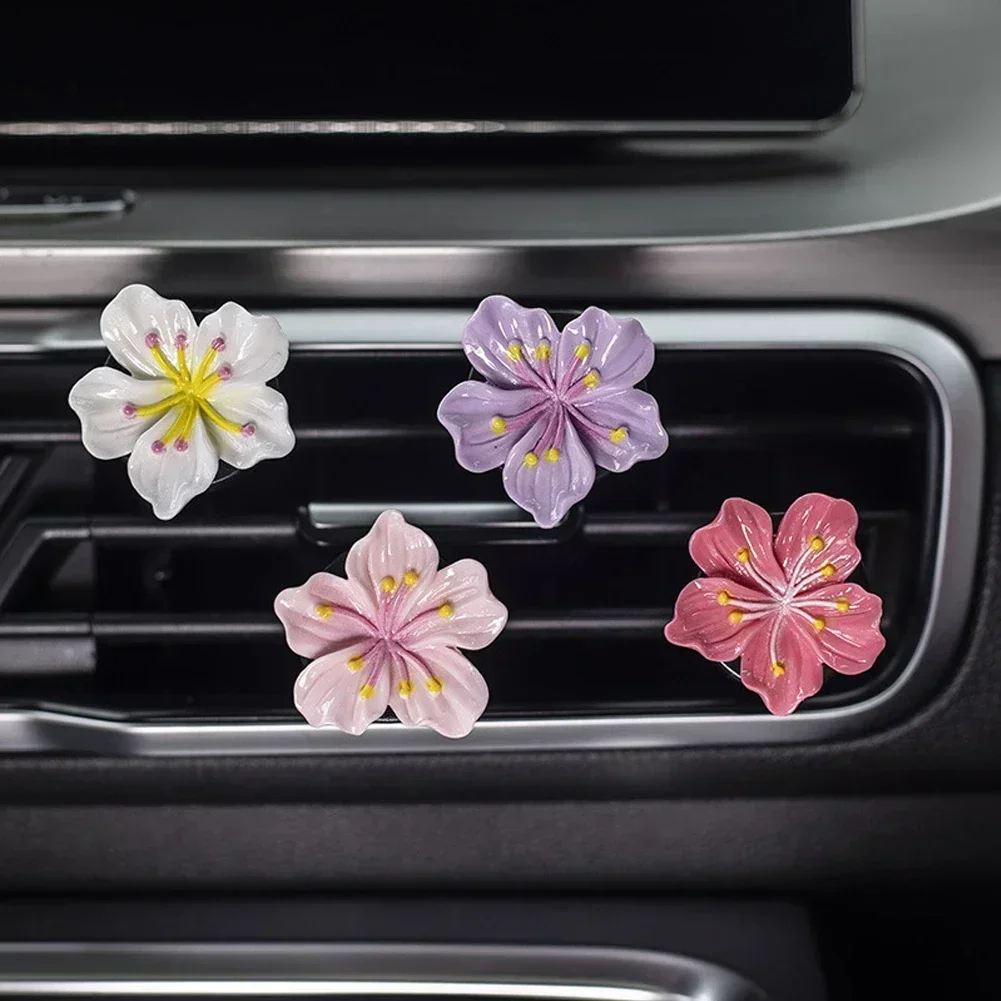 1pcs Car Perfume Clip Flower Air Outlet Car Air Freshener Peach Blossom Aroma Diffuser Car Decoration Accessories Fresh Air