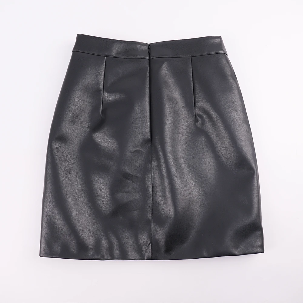Women's PU Leather Skirt, High Waist,  Skinny Hips, OL Leather Skirt, Spring, Autumn for Chubby Ladies