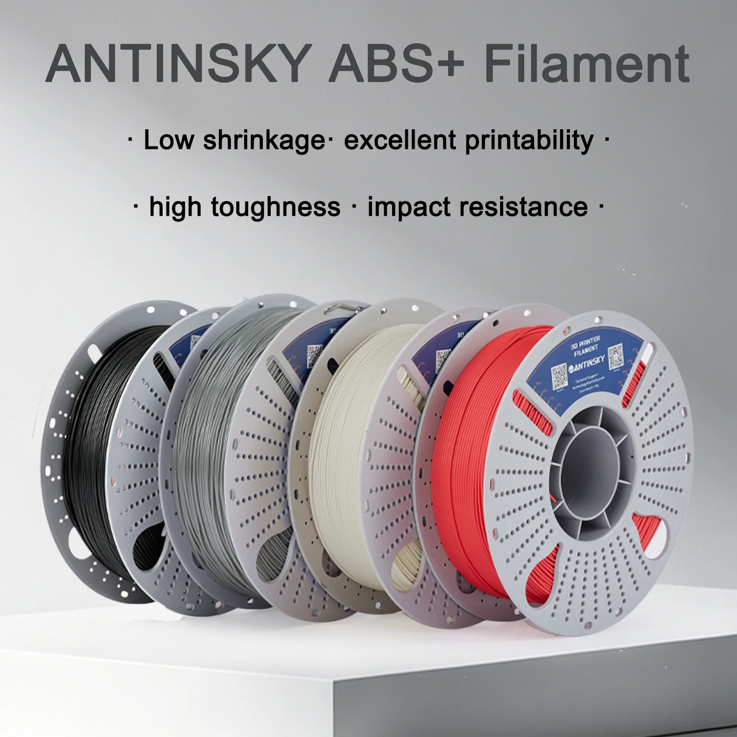 ANTINSKY ABS+ Filament 1.75mm 1kg Spool, Low Warping High Toughness Improved ABS Plus 3D Printer Filament for FDM Closed Chamber
