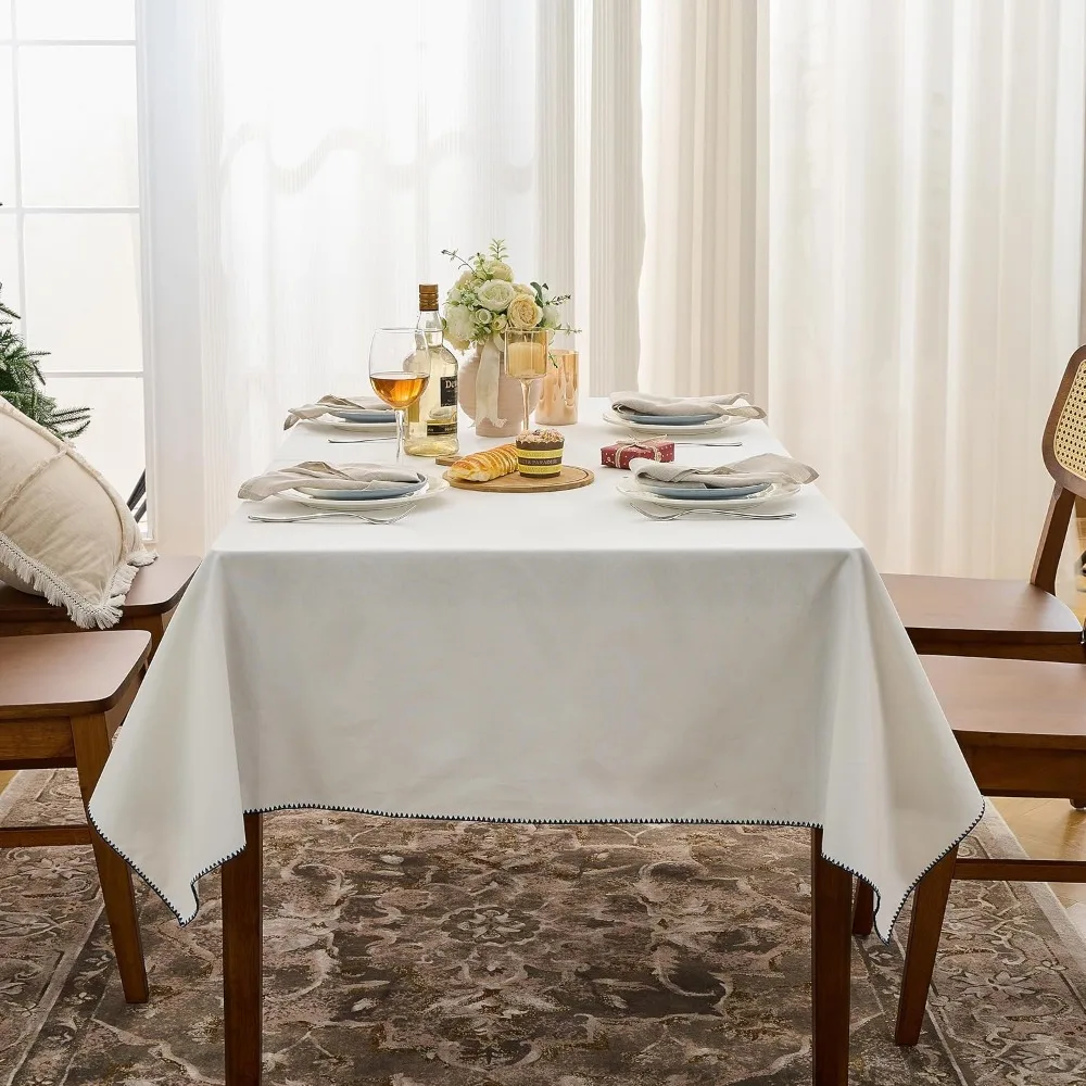 

Хлопковая прямоугольная скатерть 58x120 — трикотажная текстурированная ткань на 8 футов, водонепроницаемая и моющаяся для стиля фермерского дома