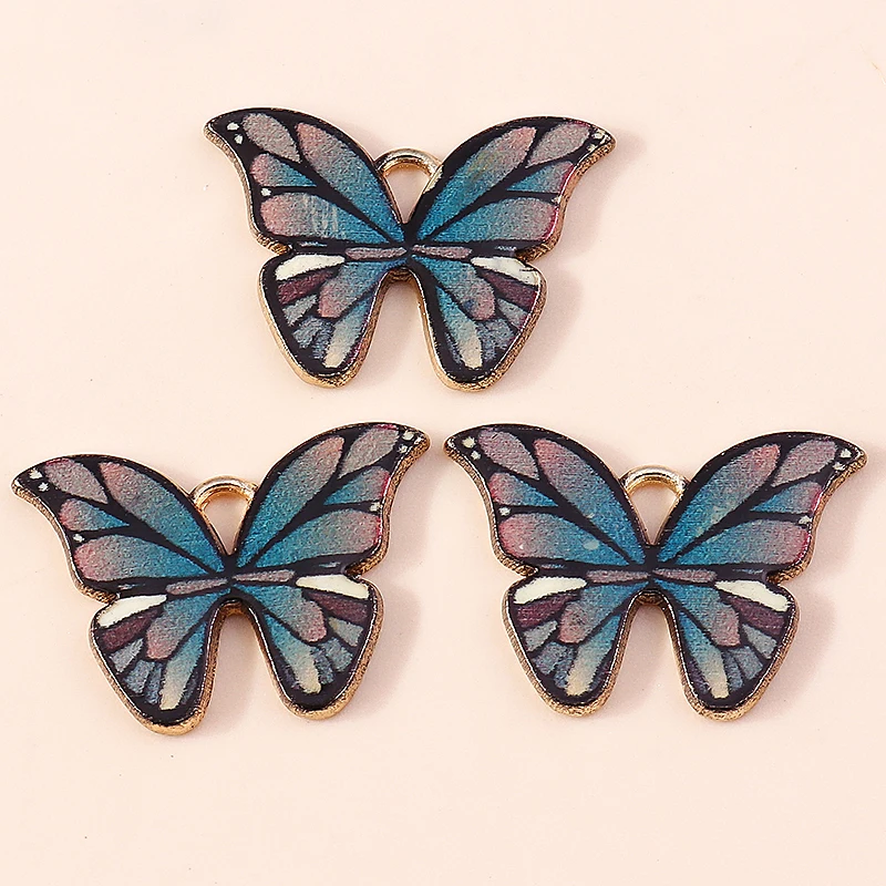 20 Stück 21x15mm Niedliche Bunte Emaille Fliegende Schmetterling-Anhänger für Schmuckherstellung, Ohrringe, Halsketten, DIY-Bastelzubehör – Detail 8