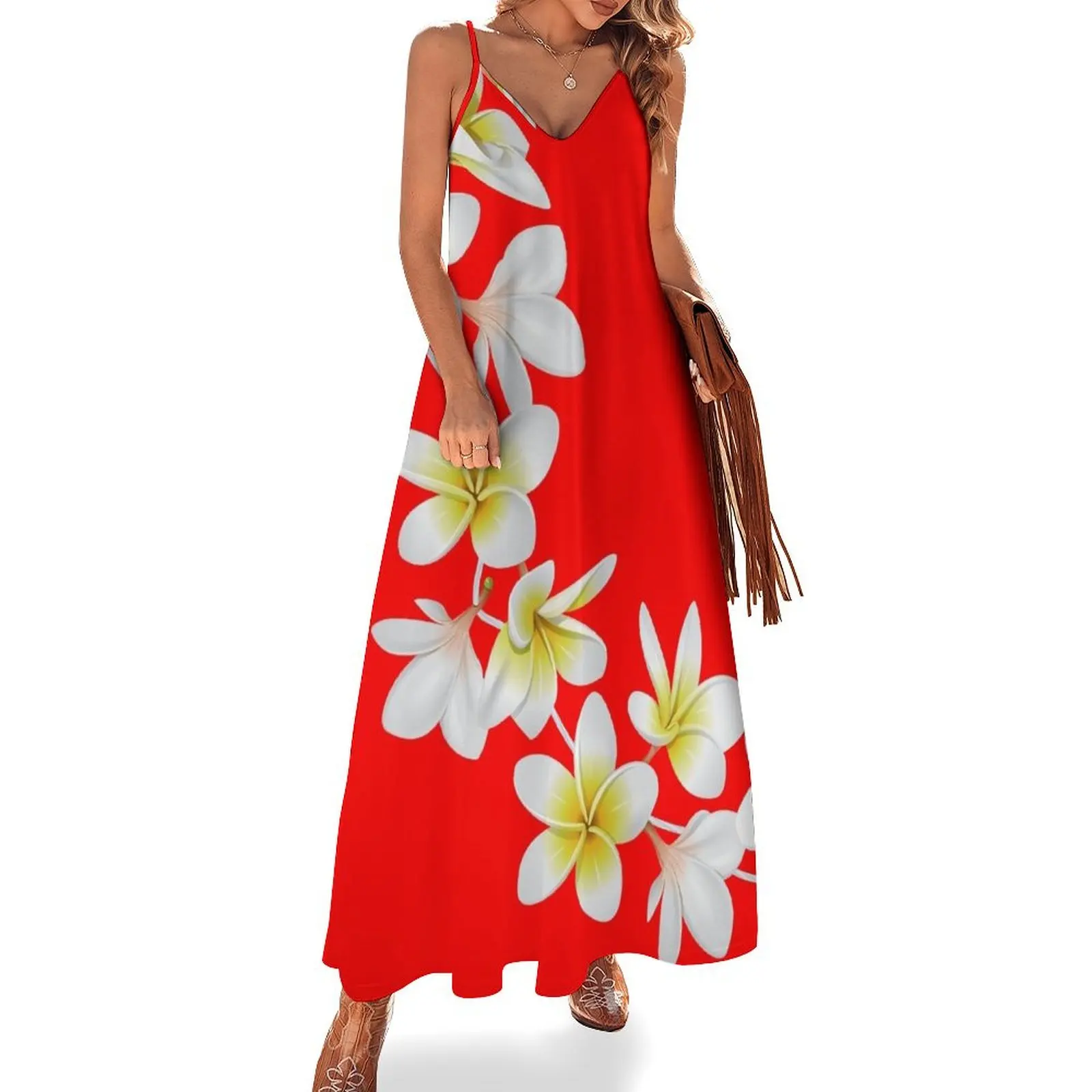 

Aloha Hawaii. Hawaiian Island Traditional Necklace Sleeveless Dress Evening gown Female dress
