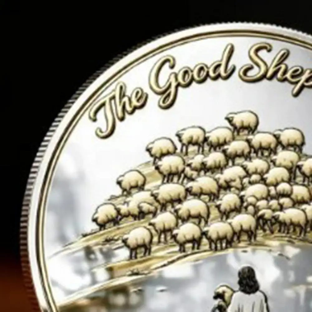 Encouragement Coin Thou Art with Me Faith Commemorative Coin Jesus Good Shepherd Challenge Coin Psalm 23 4 Protection Token