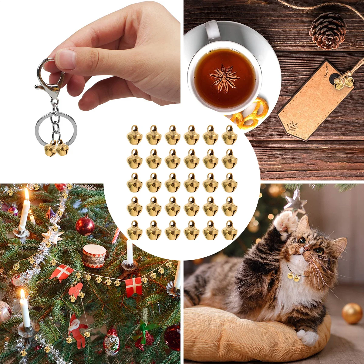 

600Pcs Christmas Jingle Bells Mini Metal Bells 6mm for DIY Craft Jewelry Pendant Holiday Decoration Jewelry Accessory