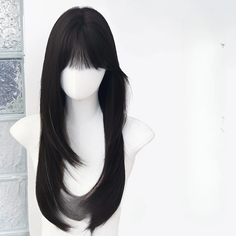 

Парик женский, повседневный, длинные, прямые волосы, милый, корейский, реалистичный, с натуральной отделкой, с полным капюшоном