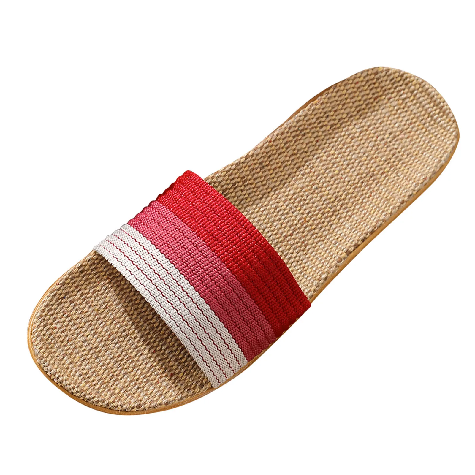 Women\'S Slippers Linen Lightweight Beach Outside Flat Sandals Ladies Casual Summer Stripe Homewear Slippers