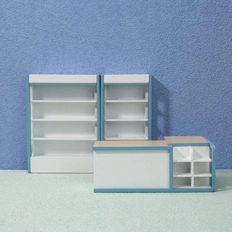 خزانة خشبية لأرفف سوبر ماركت بيت الدمى للأطفال، لعبة عيد ميلاد حساسة 15UB #5