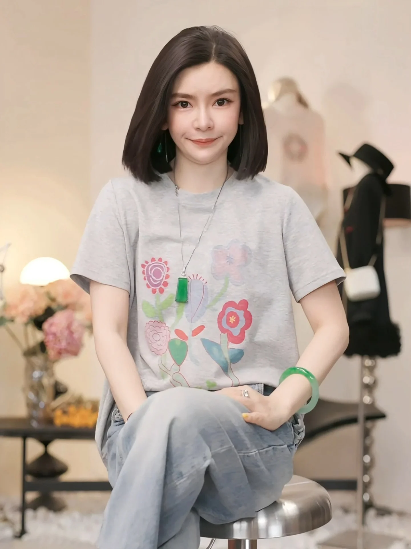 

Летняя женская футболка Putheren с цветочным принтом, круглым вырезом и коротким рукавом, свободного кроя, из льна, удобная, дышащая, повседневная