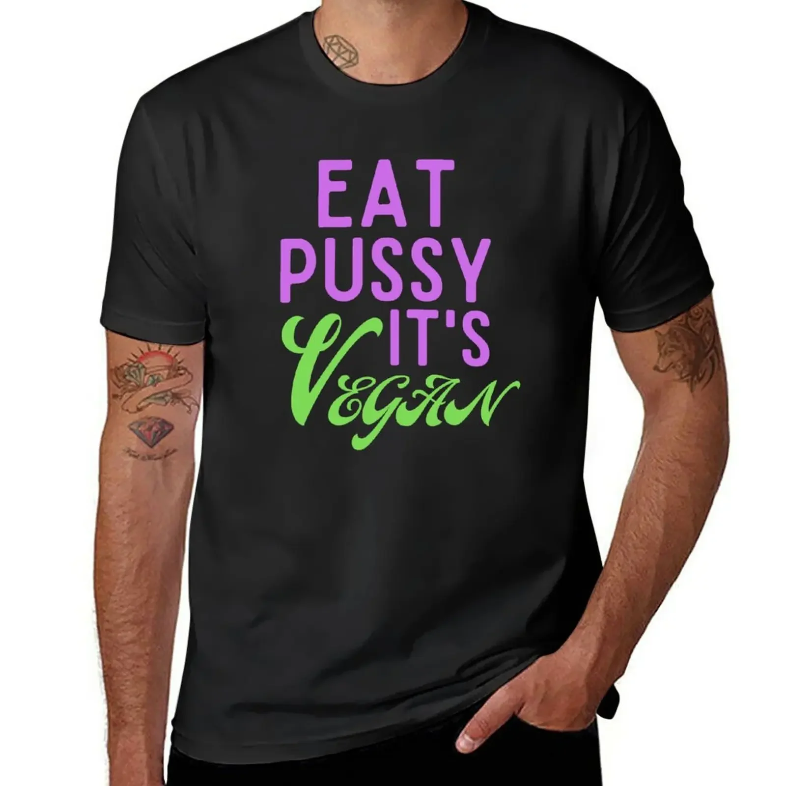 New Eat pussy its vegan T-Shirt oversized t kawaii clothes mens clothing New Arrival Hot Sale Crewneck Round Neck Short Sleeve