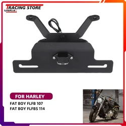 2024 Motorycle License Plate Holder For Harley Fat Boy FLFB 107 FLFBS 114 Tail Tidy Fender Eliminator LED Light License Support