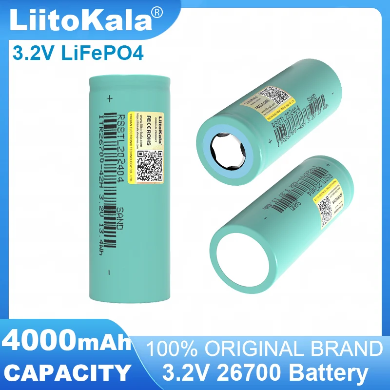 

LiitoKala 3.2v 26700 4000mAh LiFePO4 Rechargeable battery 3c discharge diy 24v 36v 48v Electric tricycle Batteries pack Grade A