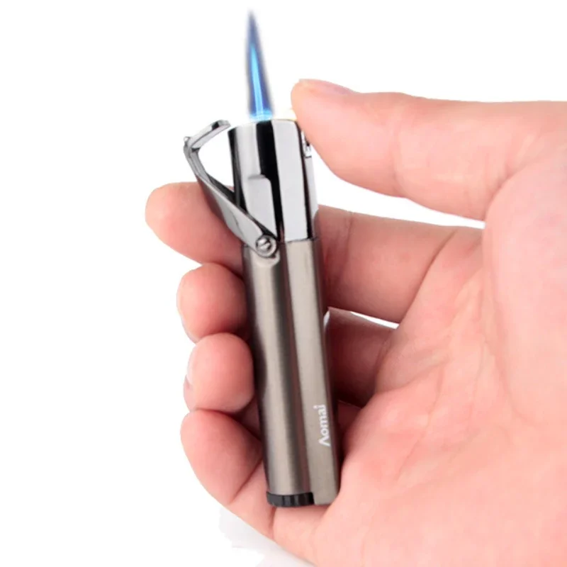 2024 New Portable 1300 C Compact Jet Gas Turbo Torch Butane  Lighter Strip Fixed Fire Windproof Metal Cigar Lighter Cigarette