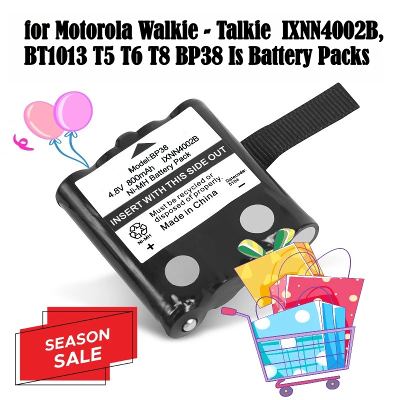 

for Motorola Walkie - Talkie IXNN4002B, BT1013 T5 T6 T8 BP38 Is Battery Packs