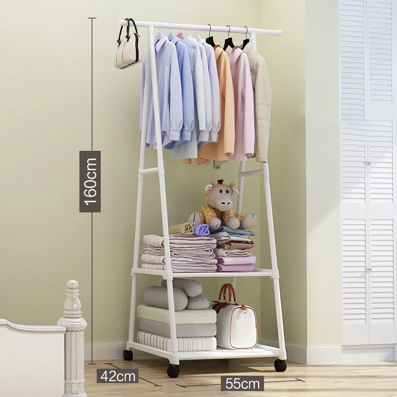 

Removable Bedroom Hanging Clothes Rack with Wheels Floor Standing Coat Rack Multi-function Modern Coat Wardrobe Hanger