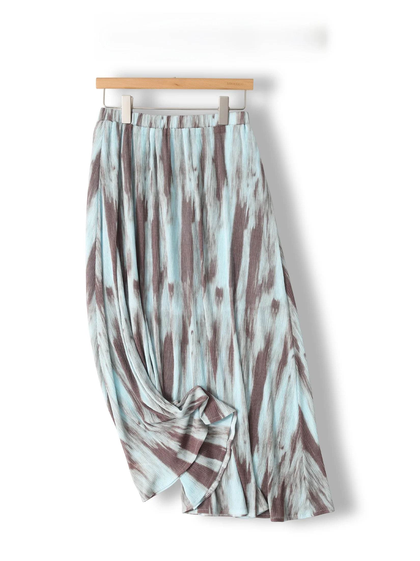 

Retro Tie Dye Pleated Chiffon Half Skirt Women's Summer High Waist Draped Skirt Elegant Cabinet Style A-Line Skirt