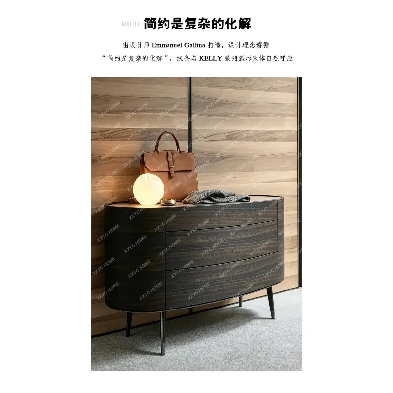 XX minimalist solid wood dining side cabinet, bedroom storage storage cabinet frame structure, dark color