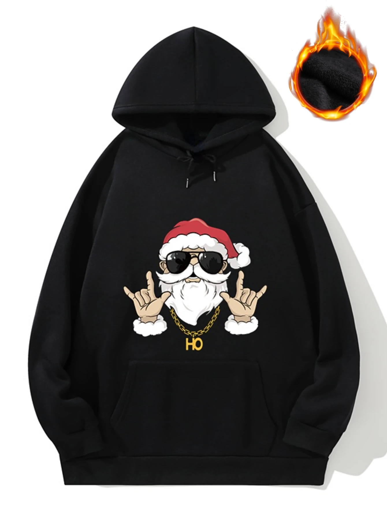 سترة نسائية رائعة وعصرية مطبوعة على الشارع سانتا كلوز مقاس كبير سترة Y2K ملابس الشارع الشهير ملابس نسائية للخريف والشتاء