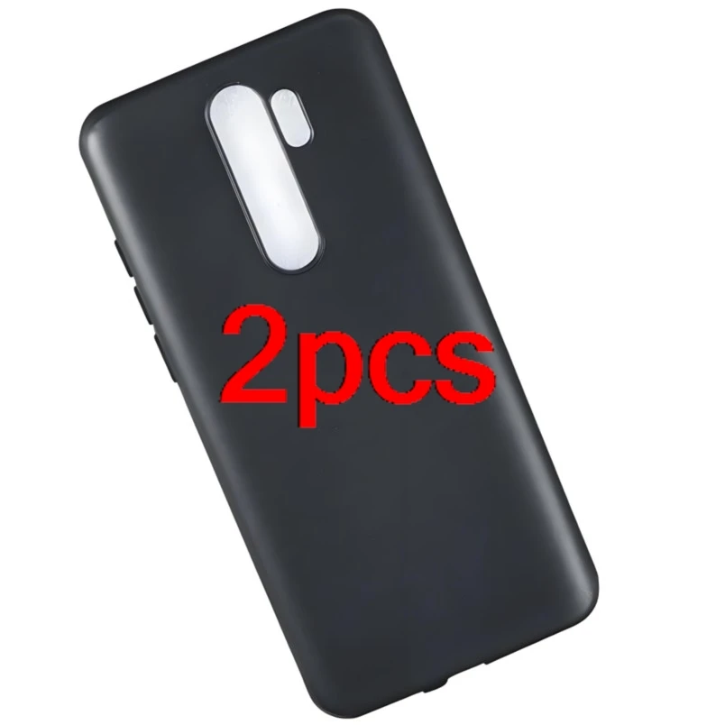 

2PCS Black Matte Soft Silicone Phone Case TPU Back Cover Cases for Xiaomi Redmi Note 8 Pro Protective Shell Cover Coque Shield
