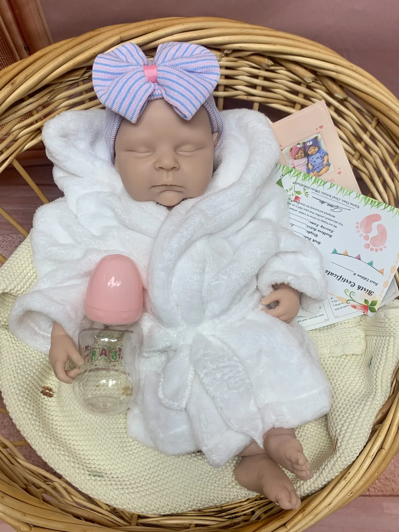 ชุดตุ๊กตาซิลิโคน Aizwa1 แบบเปิดปากได้ รูปทรงลูกพีช  แบบเต็มตัว  สำหรับประกอบเอง  ไม่ได้ลงสี  ตุ๊กตาซิลิโคนเด็กแรกเกิด  ตุ๊กตาเด็กผู้หญิง