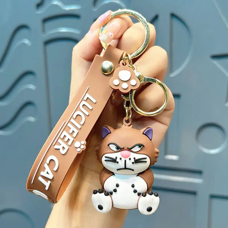 Lucifer cat male and female couple new cute and funny creative cartoon three-dimensional doll keychain bag decoration pendant