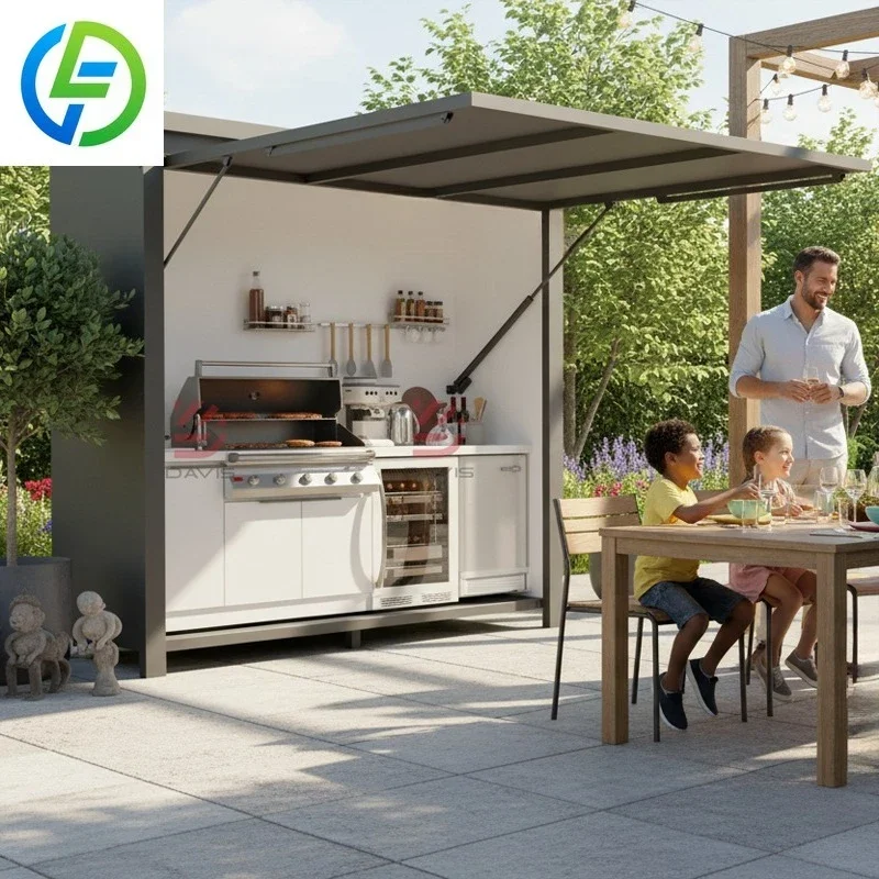 Outdoor Kitchen Factory Hot-selling Electric Smart Module Garden Cabinet Integrated Aluminum Alloy Kitchen Cabinet Set