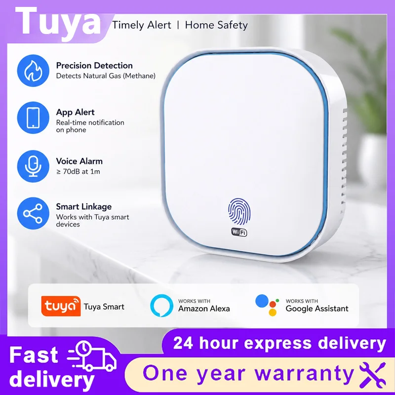 Tuya WiFi Smart Smoke Detector Natural Gas Carbon Monoxide Alarm for Kitchen Shop Home Parlor Room Fire Alert