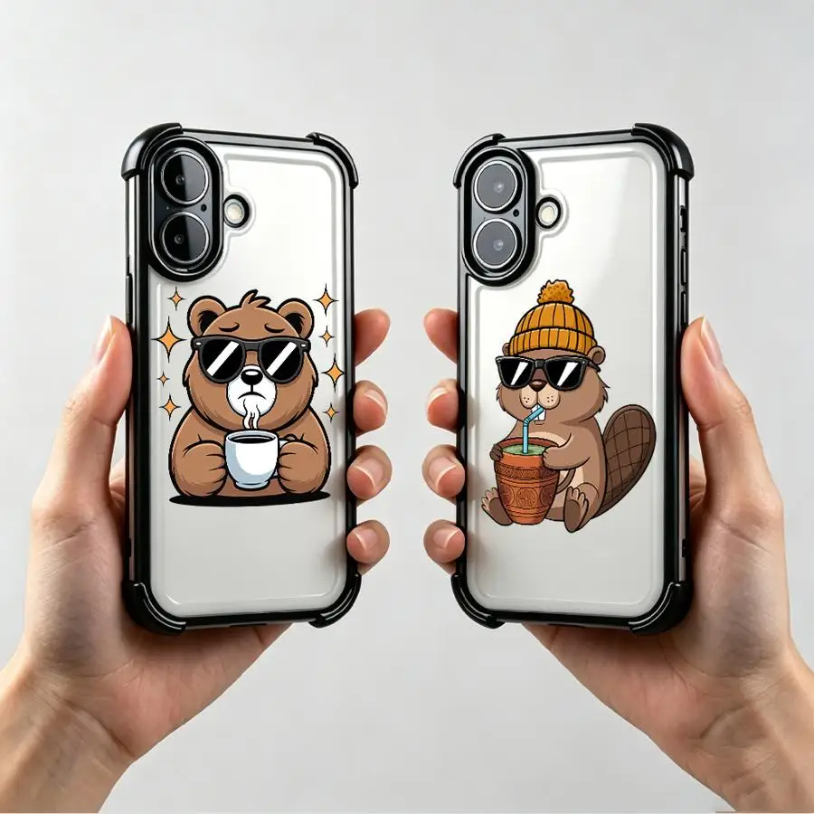 Case for Apple iPhone 17 Pro Max 12 Plus 13 Air 15 16 14 XS XR 11 17e Phone Cover Coffee Bear Beaver