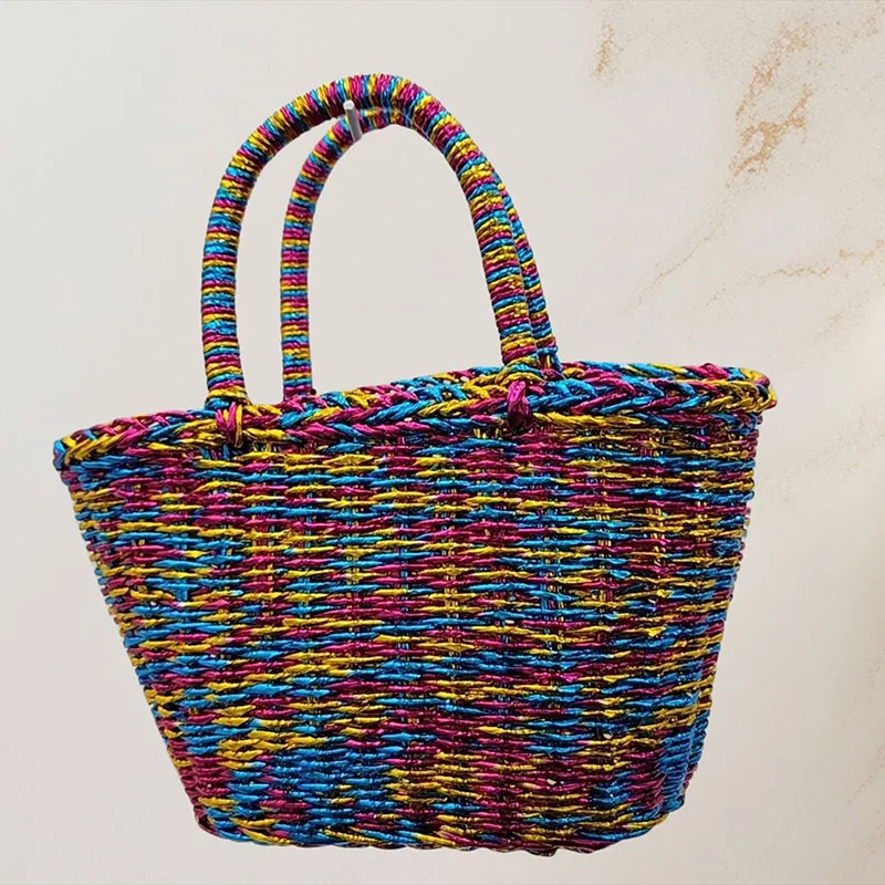 

Women's Underarm Simple Style Handcrafted Basket Bag Casual Handwoven Bag Fashionable Shopping Travel Handbag