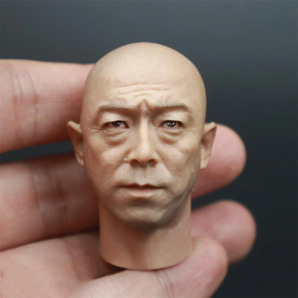 

1/6th Male Asia Movie Best Player Huang Bo Bald Version Head Carving Sculpture For 12inch Action Figures Collect