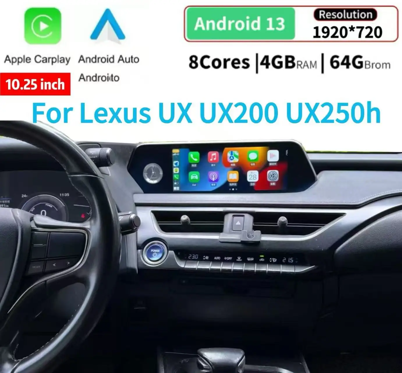 

10.2" Android Navigation Car GPS Stereo Radio Wifi For Lexus UX UX200 UX250h