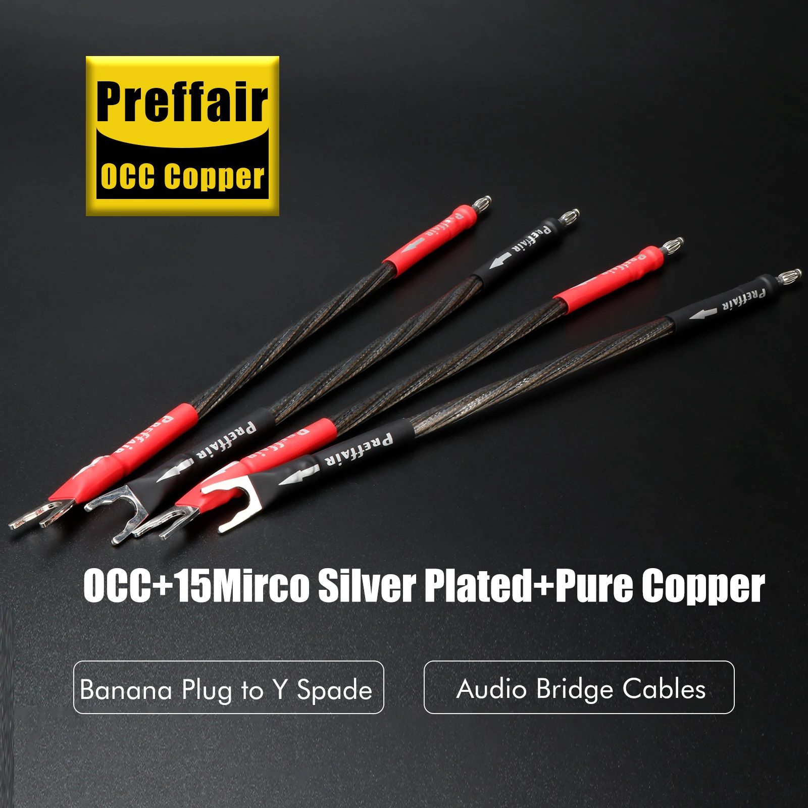 4pcs Preffair 실버 도금 점퍼 케이블 오디오 케이블 (바나나-바나나 플러그 포함) 발열 스피커 브리지 케이블