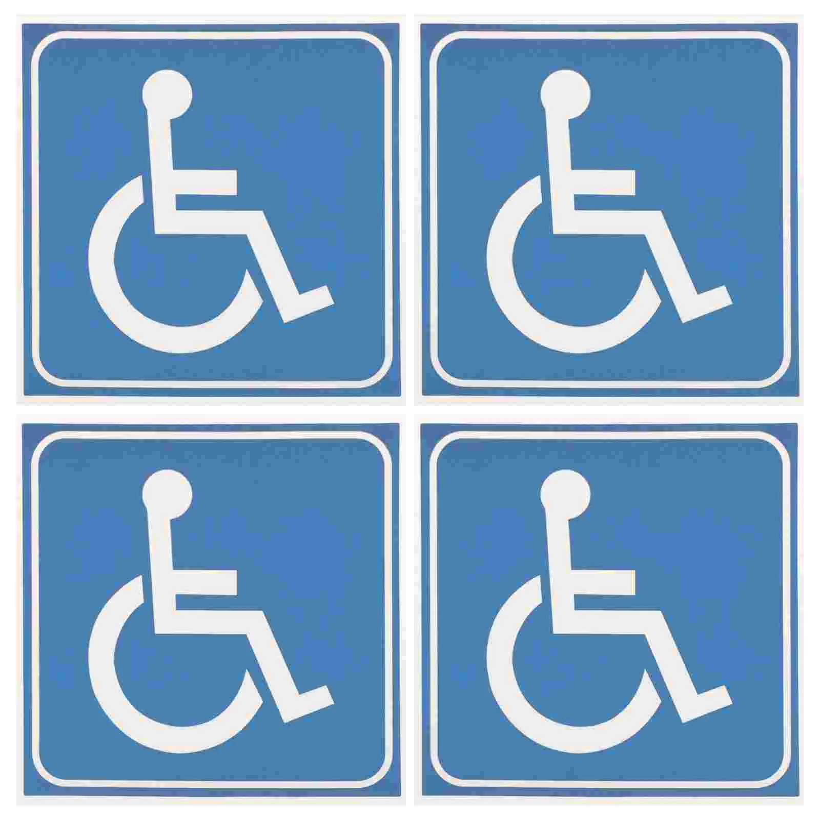 

4 Sheets Disability Handicap Sign Wheelchair Self Adhesive Disabled Decals Sticker for Office Pvc Self-adhesive Home