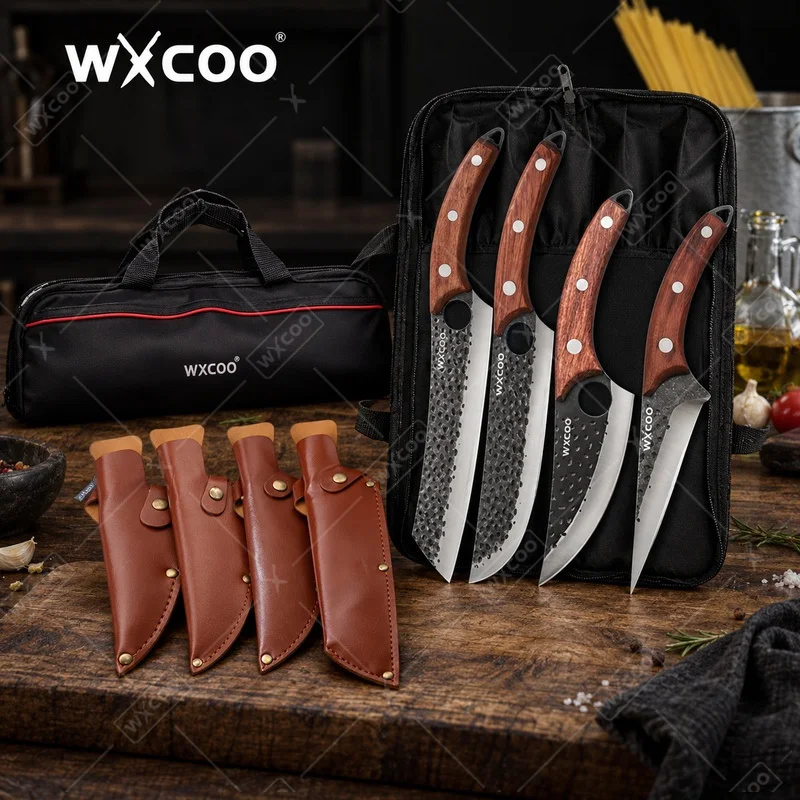 WXCOO Kitchen Knife Set Butcher Knife Hand Forged Chef Boning Knife Vegetable Cutting 1~5pcs for Household Cooking Cutter Tools