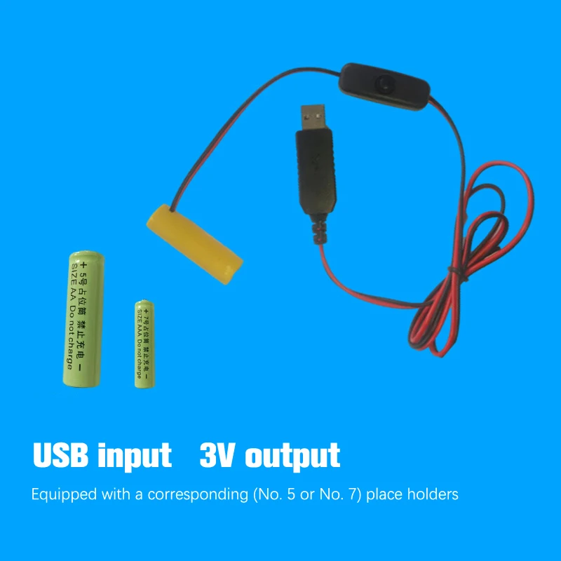 محول بطارية الدمية USB كابل مفتاح إمداد الطاقة استبدال البطاريات لأجهزة التحكم عن بعد ألعاب الكاميرا شريط LED