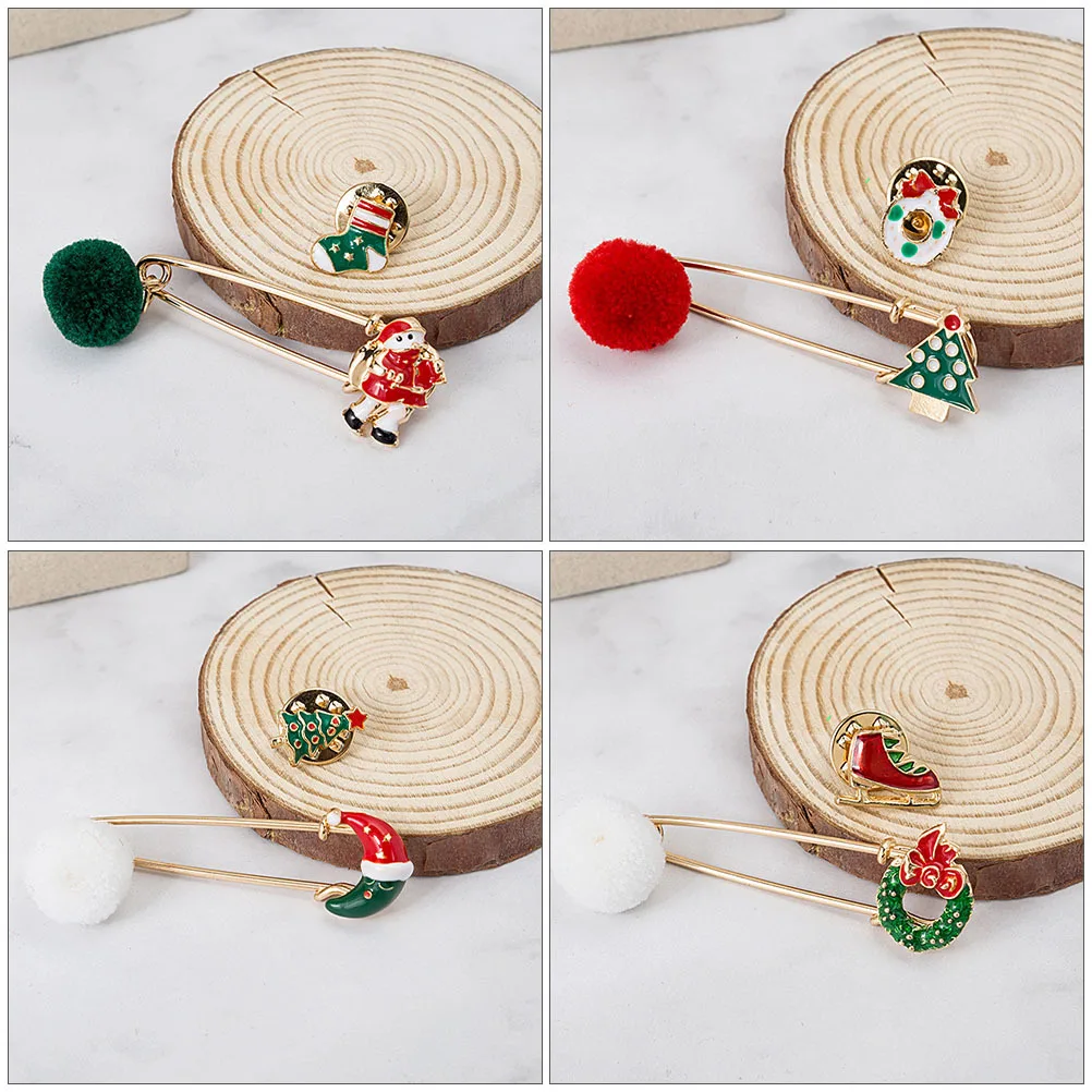 

10 set Cartoon Brooches Set Alloy Breastpin Clothing Accessory Creative Brooch Suit Decoration Party Props Christmas Character